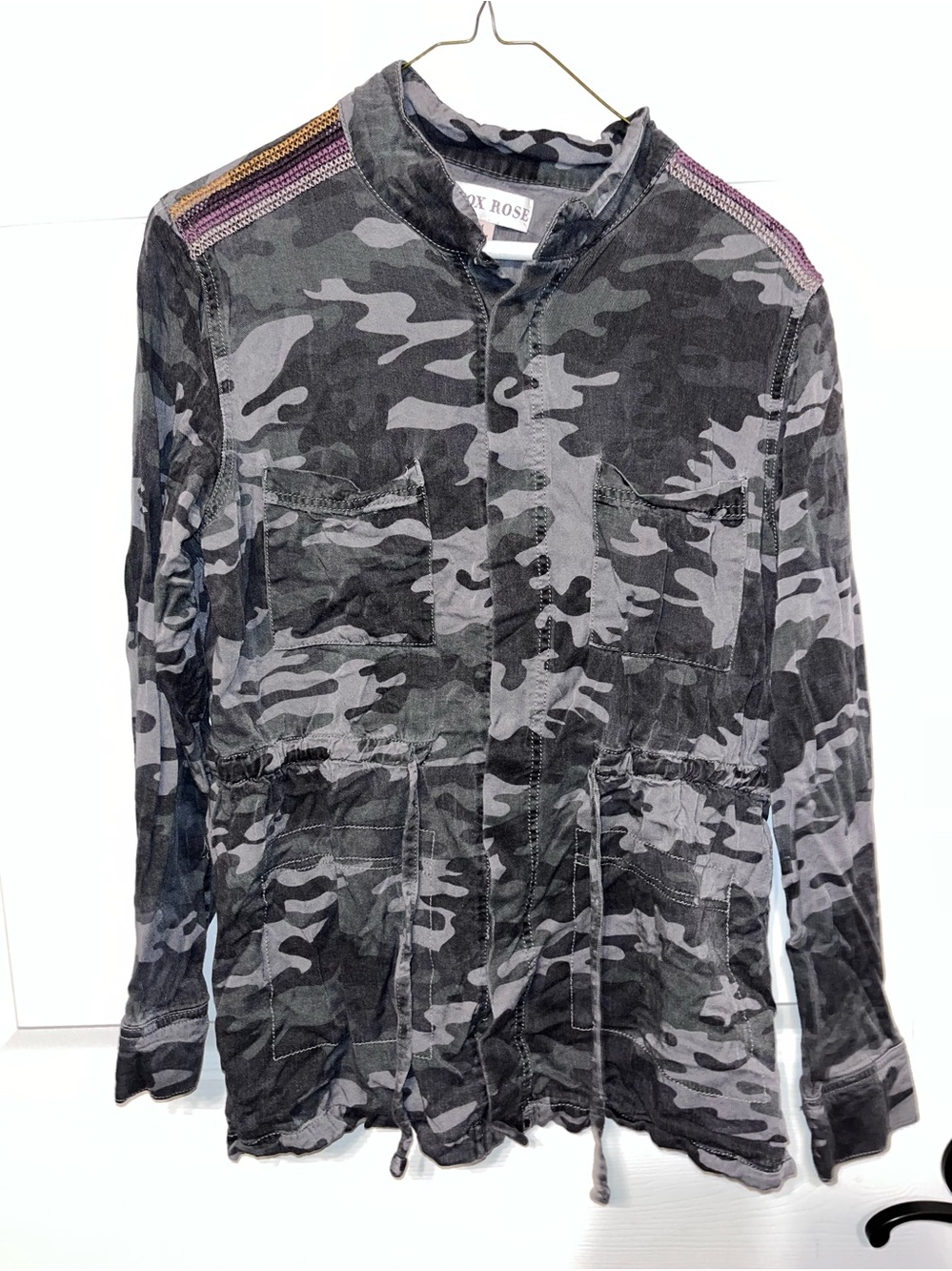 Women’s Camo Button Down Tunic with Drawstring waist